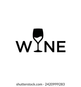 Wineglass Goblet Wine Drink Glass silhouette logo design