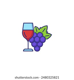 Wineglass and grape line icon. Wine list, bar, alcoholic drinks. Restaurant concept. Vector illustration can be used for topics like drinks, menu, winery