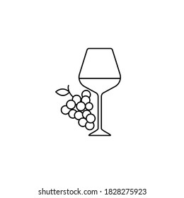 Ilustración vectorial de icono de línea delgada simple de lino y uva