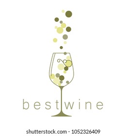 Wineglass and grapes. Vector logo. Design element  for winery, winetasting, wine list.