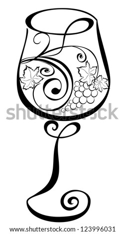 Wineglass with grapevines