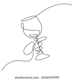 wineglass holding pose one line drawing continuous handdrawn minimalist art decorative