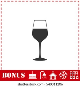 Wineglass icon flat. Simple vector symbol and bonus icon