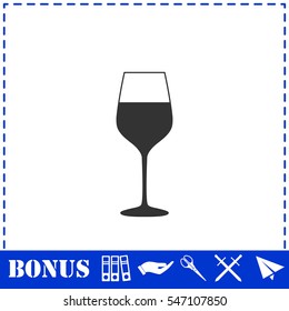 Wineglass icon flat. Simple vector symbol and bonus icon