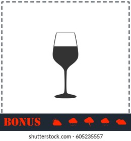 Wineglass icon flat. Simple vector symbol and bonus icon