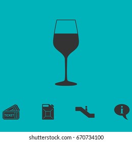 Wineglass icon flat. Simple vector symbol and bonus icon