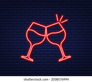 The wineglass icon. Goblet symbol. Neon style. Vector illustration.