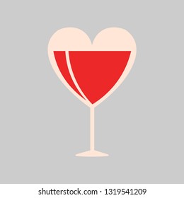 Wineglass icon isolated on gray background. St. Valentin's Day icon. 
Heart shaped glass. Vector illustration EPS 10.