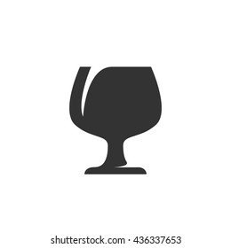 Wineglass icon isolated on a white background. Logo silhouette design template. Simple symbol concept in flat style. Abstract sign, pictogram for web, mobile and infographics - stock vector