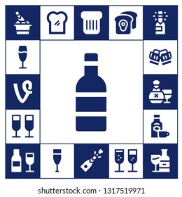wineglass icon set. 17 filled wineglass icons.  Simple modern icons about  - Champagne, Vine, Wine, Toast, Rum, Wine bottle