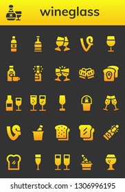 wineglass icon set. 26 filled wineglass icons.  Simple modern icons about  - Wine bottle, Rum, Toast, Vine, Wine glass, Champagne, Wine, Brandy