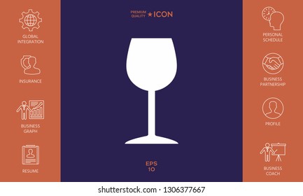 Wineglass icon symbol. Graphic elements for your design