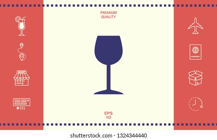 Wineglass icon symbol. Graphic elements for your design