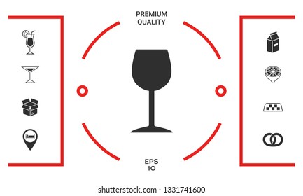 Wineglass icon symbol. Graphic elements for your design