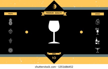 Wineglass icon symbol. Graphic elements for your design