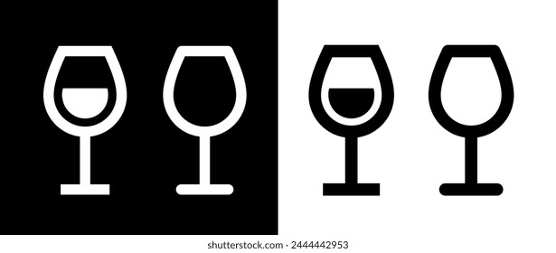 Wineglass icon. Symbol of wine or alcohol. Identification of a store or alcoholic menu card.