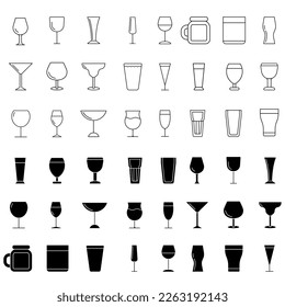 Conjunto de vectores de icono de lazo de invierno. colección de signos de ilustraciones de bebidas alcohólicas. símbolo de goblet. Logo de la barra.