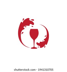 Wineglass illustration logo vector design