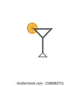 wineglass with lemon icon design free vector