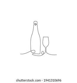 Wineglass line art illustration vector
