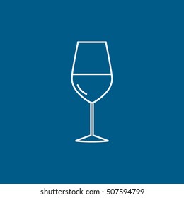 Wineglass Line Icon On Blue Background
