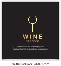 Wineglass luxury gold Goblet Wine Drink Glass silhouette logo design creative premium elegant template vector eps 10