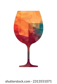 Wineglass on abstract wave backdrop design icon isolated