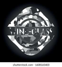 Wine-glass on grey camouflaged pattern