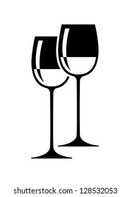 Wineglass on white background