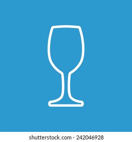 wineglass outline icon, isolated, white on the blue background. Exclusive Symbols 