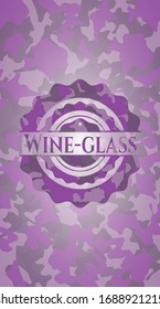 Wine-glass pink written on a camo texture. Vector Illustration. Detailed.
