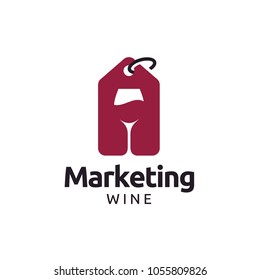 Wineglass And Price Tag Label For Wine Shop Logo Design Inspiration