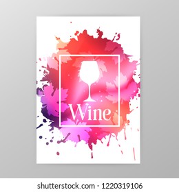 Wineglass promotion banner for wine tasting event, restaurant menu, winery vector illustration. Brochure, poster, invitation card design