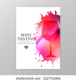 Wineglass promotion banner for wine tasting event, restaurant menu, winery vector illustration. Brochure, poster, invitation card design