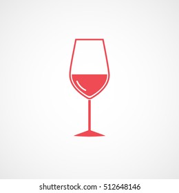 Wineglass Red Flat Icon On White Background