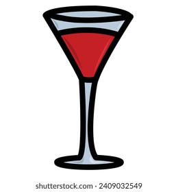 Wineglass with red wine. Illustration isolated on background. Graphic concept for your design