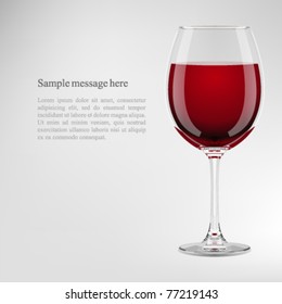 Wineglass with red wine vector background. Eps 10.
