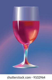 Wine-glass with a red wine. A vector illustration.
