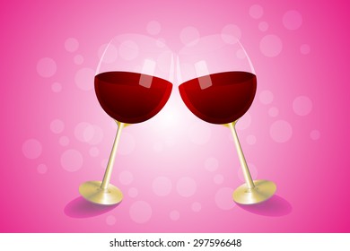 Wineglass with red wine,vector illustration