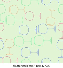 Wineglass seamless   pattern . Hand drawn.