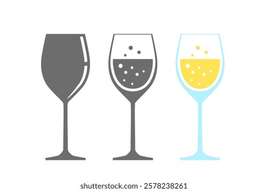 Wineglass set isolated on white background. Vector clipart


