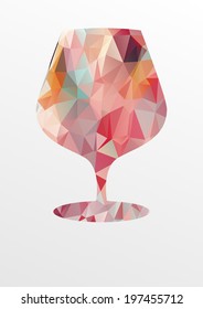 wineglass shape full of colorful triangles. vector illustration