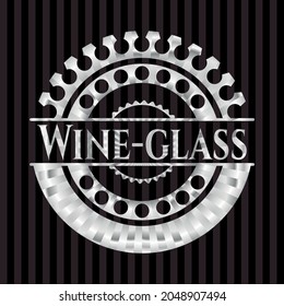 Wine-glass silvery badge. Vector Illustration. Mosaic. 