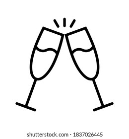Wineglass vector illustration isolated on white background. Toast concept icon