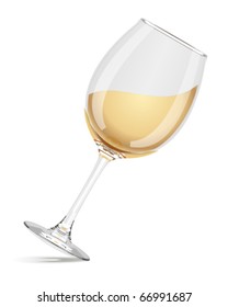 Wineglass with white wine vector