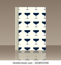 Wineglasses and Book. Realistic image of the object with reflection