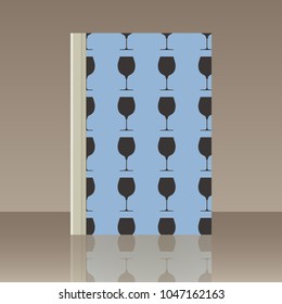 Wineglasses and Book. Realistic image of the object with reflection