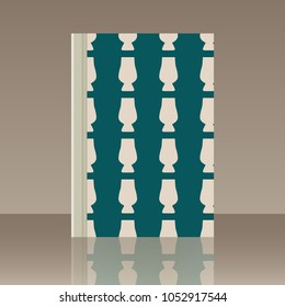 Wineglasses and Book. Realistic image of the object with reflection