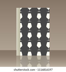 Wineglasses and Book. Realistic image of the object with reflection