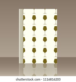 Wineglasses and Book. Realistic image of the object with reflection